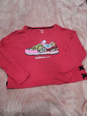 Justice Kids' Red Graphic Sneaker Tee